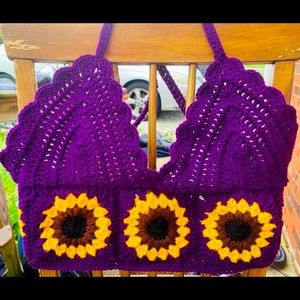 Sunflower Motif Crop Top